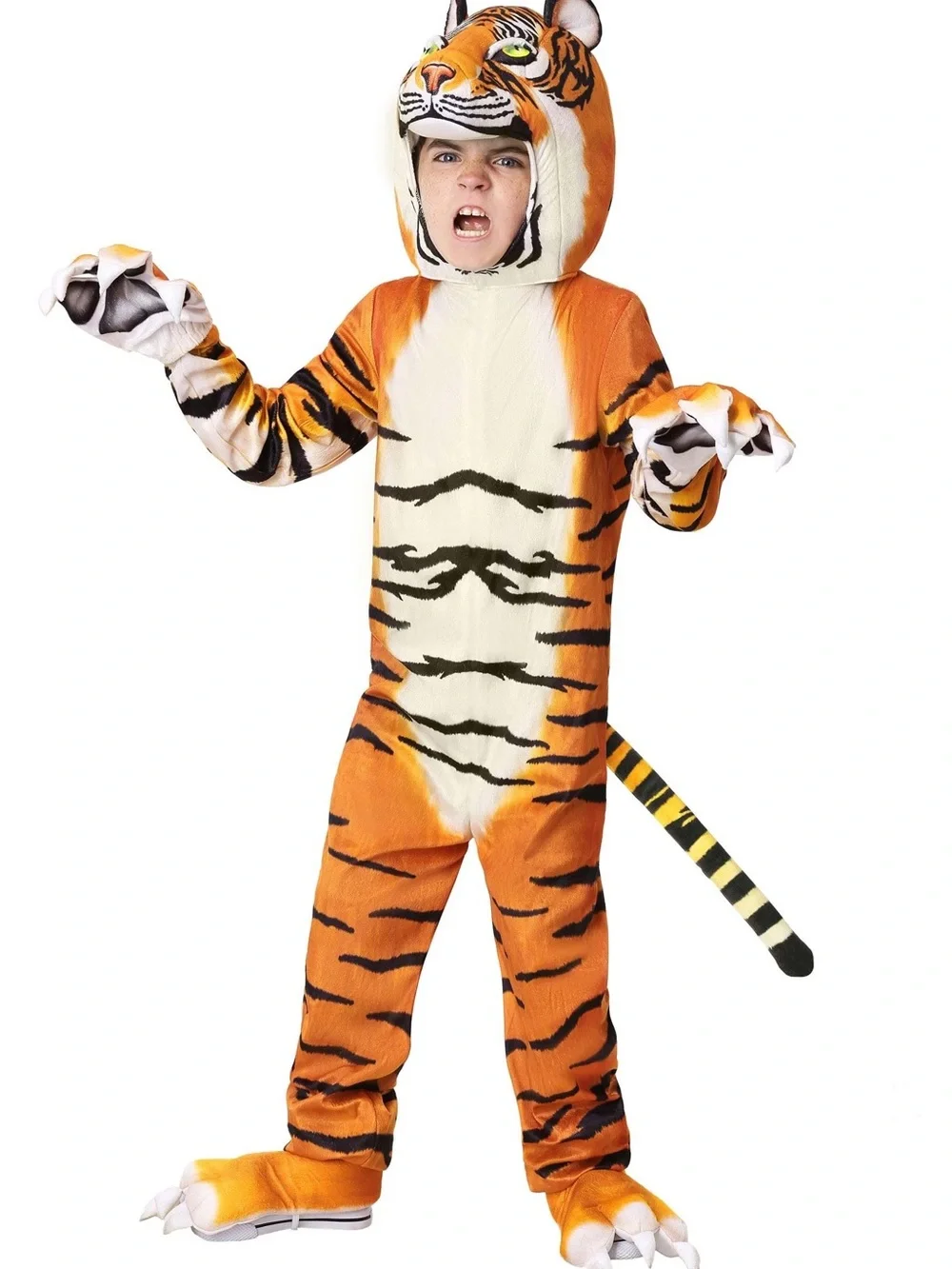 Kids Orange Tiger Costume with Hood and Tail